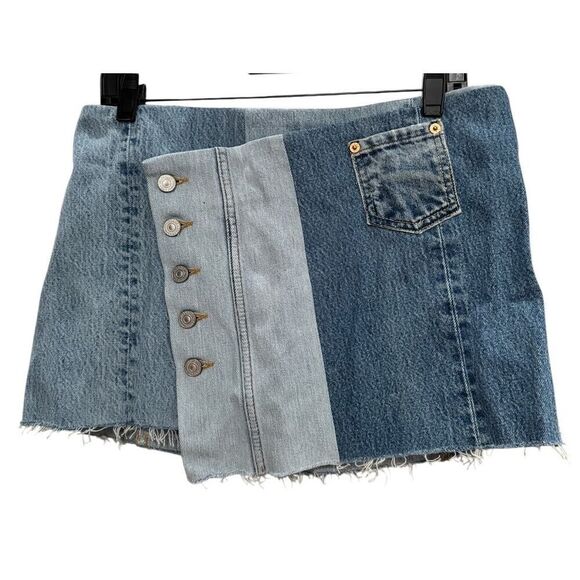 RE/DONE WITH LEVI'S Paneled Denim Mini Wrap Skirt - Size 26 - NWT - Picture 4 of 6